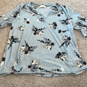 Blue floral blouse